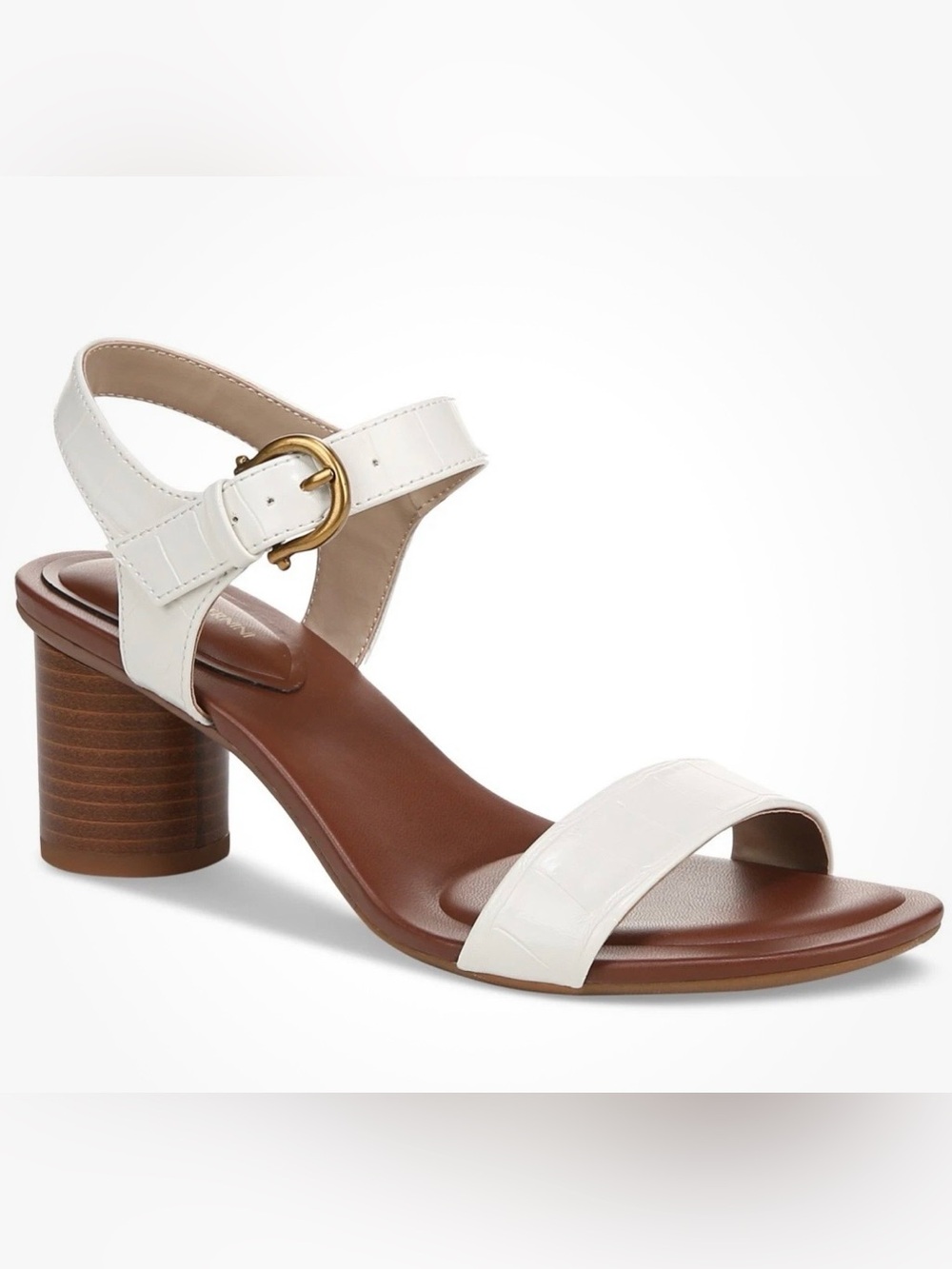 Giani Bernini Women's Hadleyy Cylinder Stacked Block Heel Sandals White Croc